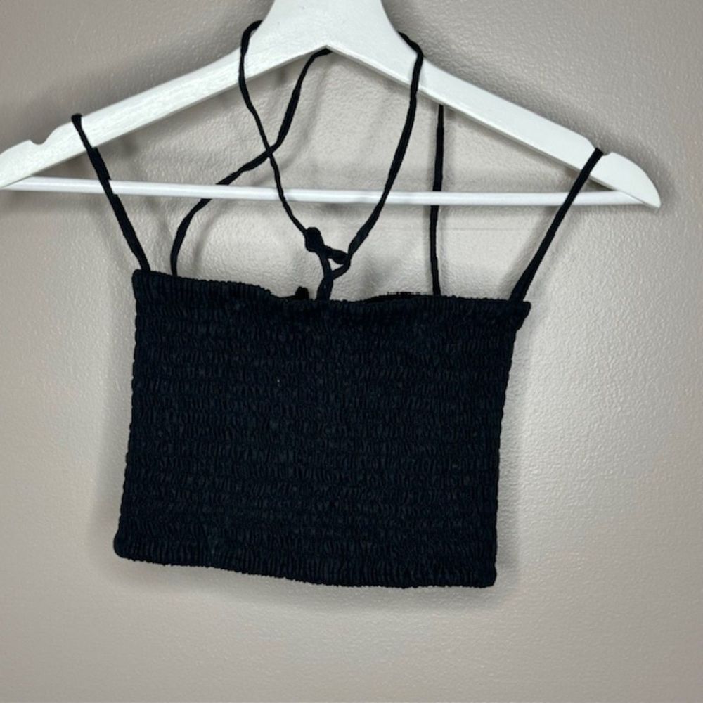 Faithfull The Brand Anthropologie Black Crop Gathered Halter‎ Top Vita